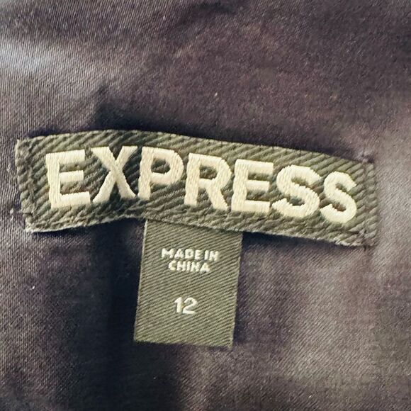 Express Navy Blue Floral Ruched V Neck Sleeveless Dress Size 12 - Picture 4 of 6